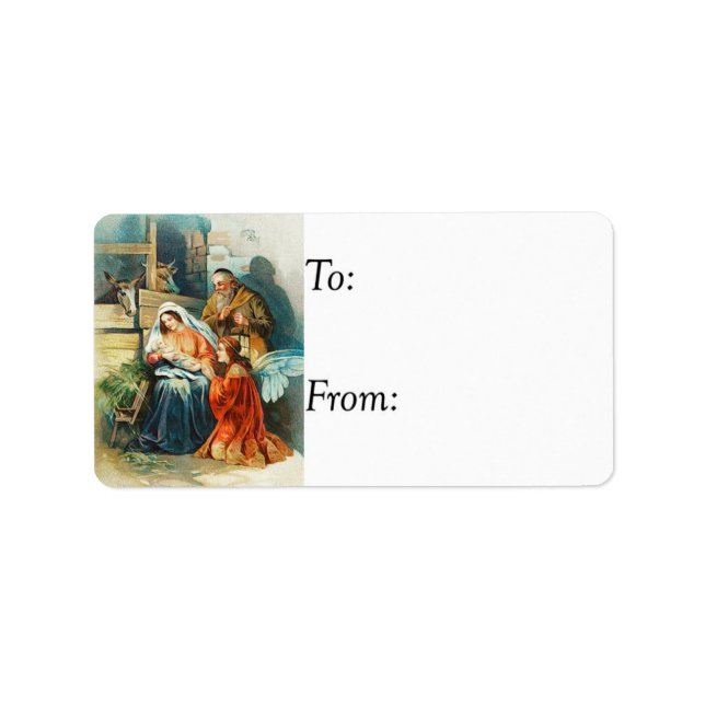 Vintage Weihnachtsmarke Adressaufkleber (Vorne)