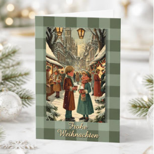 Vintage-Weihnachtsmarkt-Karte für Kinder Feiertagskarte