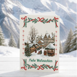 Vintage-Weihnachtsmarkt-Weihnachtskarte aus Deutsc Feiertagskarte