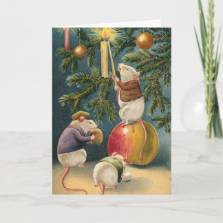 Vintage Weihnachtsmäusekarte Feiertagskarte