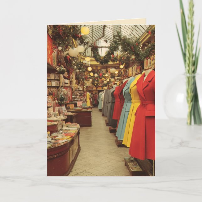 Vintage-Weihnachtsmode-Arcade Feiertagskarte (Vorderseite)