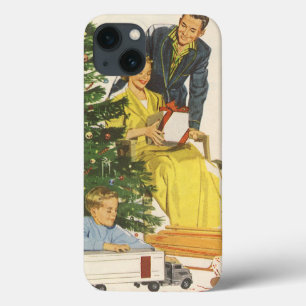 Vintage Weihnachtsmorgen, Familie öffnet Geschenke Case-Mate iPhone Hülle