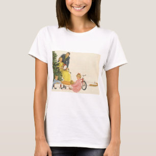 Vintage Weihnachtsmorgen, Familie öffnet Geschenke T-Shirt
