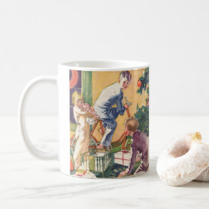 Vintage Weihnachtsmorgen, Kinder mit Geschenken Tasse