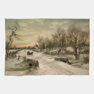 Vintage Weihnachtsmorgensleigh-Fahrt Handtuch