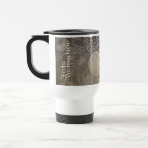 Vintage-Weihnachtsmotiv mit Keksen und Kaffee Reisebecher