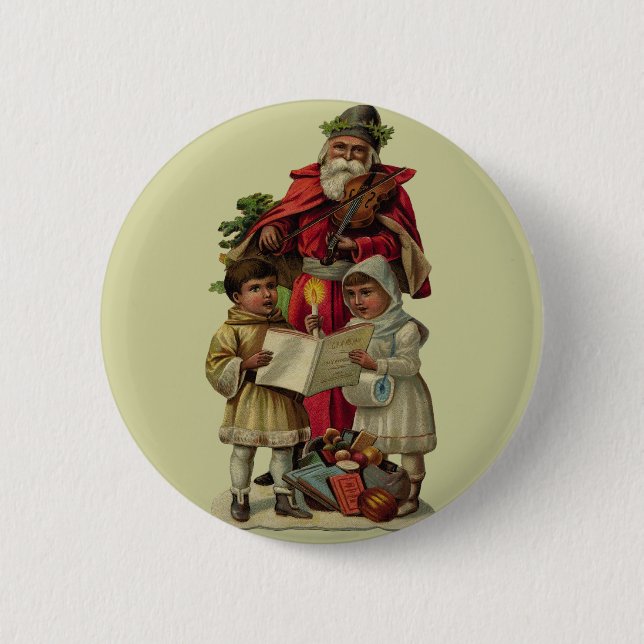 Vintage Weihnachtsmusik Button (Vorderseite)