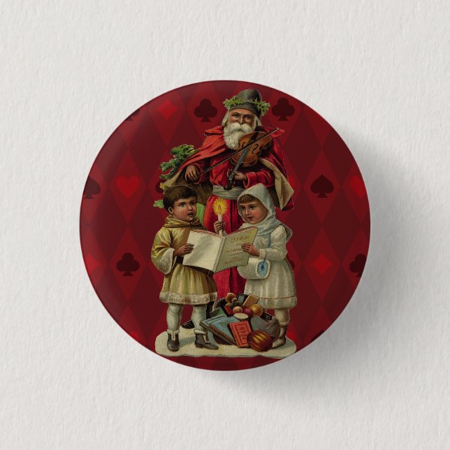 Vintage Weihnachtsmusik Button (Vorderseite)