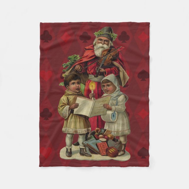 Vintage Weihnachtsmusik Fleecedecke (Vorderseite)