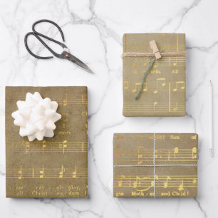 Vintage Weihnachtsmusik Geschenkpapier Set