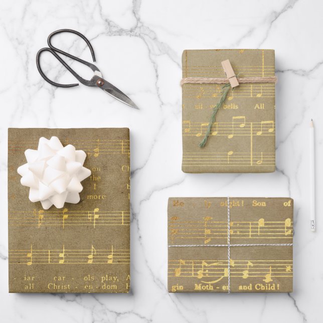 Vintage Weihnachtsmusik Geschenkpapier Set (Vorderseite)