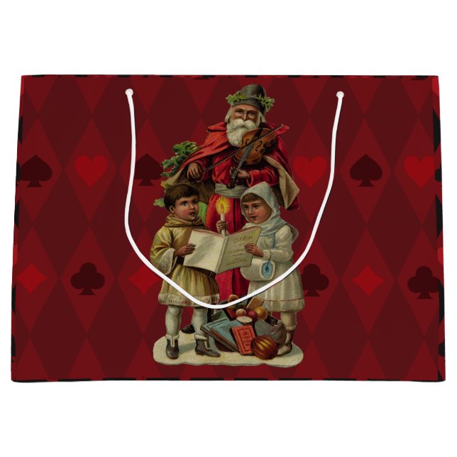 Vintage Weihnachtsmusik Große Geschenktüte (Vorderseite)