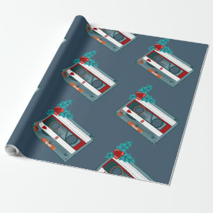 Vintage-Weihnachtsmusik-Kassettenband Geschenkpapier