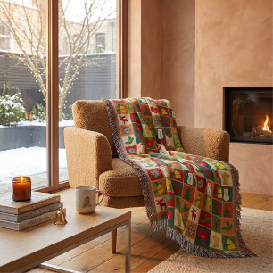 Vintage-Weihnachtsmuster-Fleece-Wurfdecke Decke
