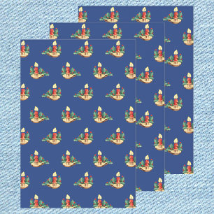 Vintage-Weihnachtsmuster, Kerzen und Stechpalme Geschenkpapier Set
