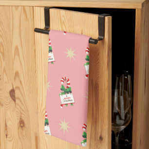 Vintage Weihnachtsmuster, Streuselzucker mit Rosa Geschirrtuch