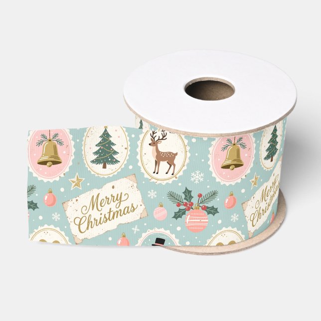 Vintage-Weihnachtsmuster-Wrap-Papier Ripsband (Spule)