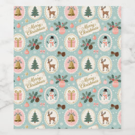 Vintage-Weihnachtsmuster-Wrap-Papier Weinetikett