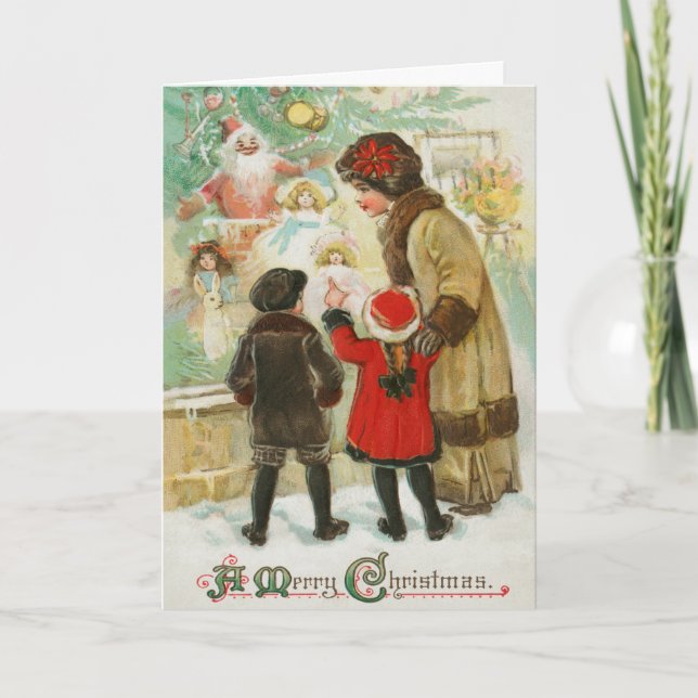 Vintage Weihnachtsmutter und Kind Feiertagskarte (Vorderseite)