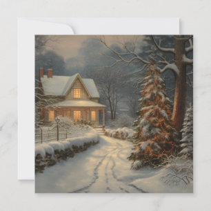 Vintage-Weihnachtsnacht-Grußkarte Feiertagskarte