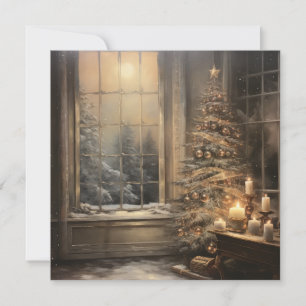 Vintage-Weihnachtsnacht-Grußkarte Feiertagskarte