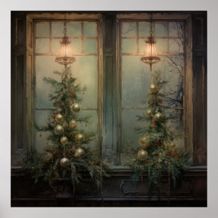 Vintage-Weihnachtsnachtplakat Poster