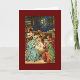VINTAGE WeihnachtsNATIVITÄT Feiertagskarte