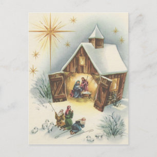 Vintage Weihnachtsnativity-Karte Feiertagspostkarte