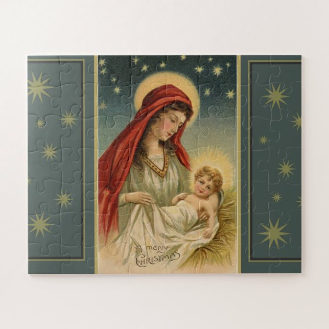 Vintage Weihnachtsnativity-Szene Puzzle (Horizontal)