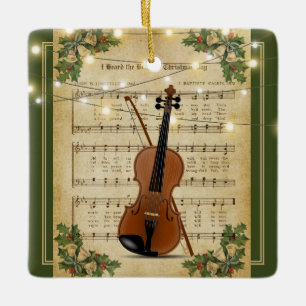 Vintage Weihnachtsnoten für Violine Keramikornament
