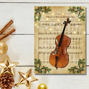 Vintage Weihnachtsnoten und Cello Postkarte