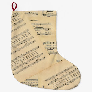 Vintage-Weihnachtsnoten Weihnachtsstrumpf Großer Weihnachtsstrumpf