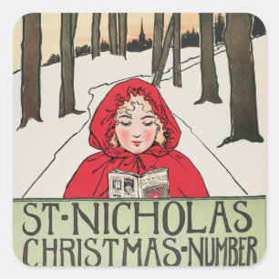Vintage Weihnachtsnummer St. Nikolaus (1896) Quadratischer Aufkleber