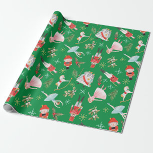 Vintage-Weihnachtsnussknacker-Märchen Grün Geschenkpapier