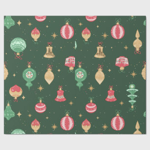 Vintage-Weihnachtsornament-Muster - Grün Geschenkpapier