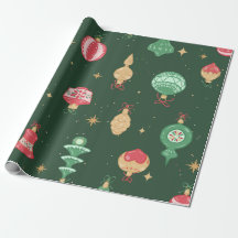 Vintage-Weihnachtsornament-Muster - Grün