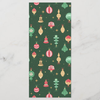 Vintage-Weihnachtsornament-Muster - Grün Menükarte