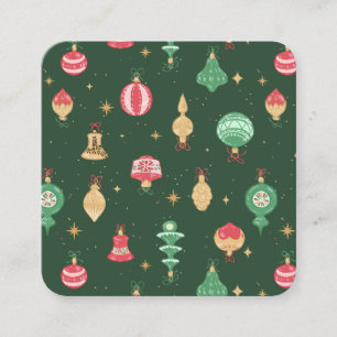 Vintage-Weihnachtsornament-Muster - Grün Quadratische Visitenkarte