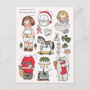 Vintage Weihnachtspapier Puppenkarte Postkarte