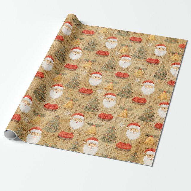 Vintage Weihnachtspapier Wrapping Paper Geschenkpapier (Ungerollt)