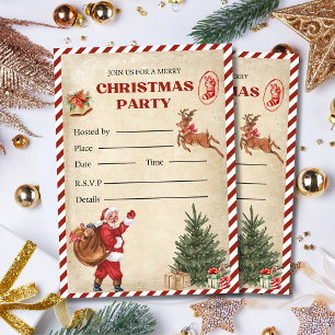 Vintage-Weihnachtsparty-Einladung, Holiday-Party  Einladung