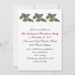 Vintage WeihnachtsParty Einladungs-Stechpalme Einladung