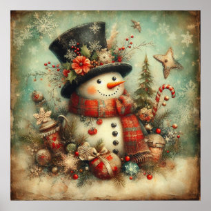 Vintage-Weihnachtsplakat Poster