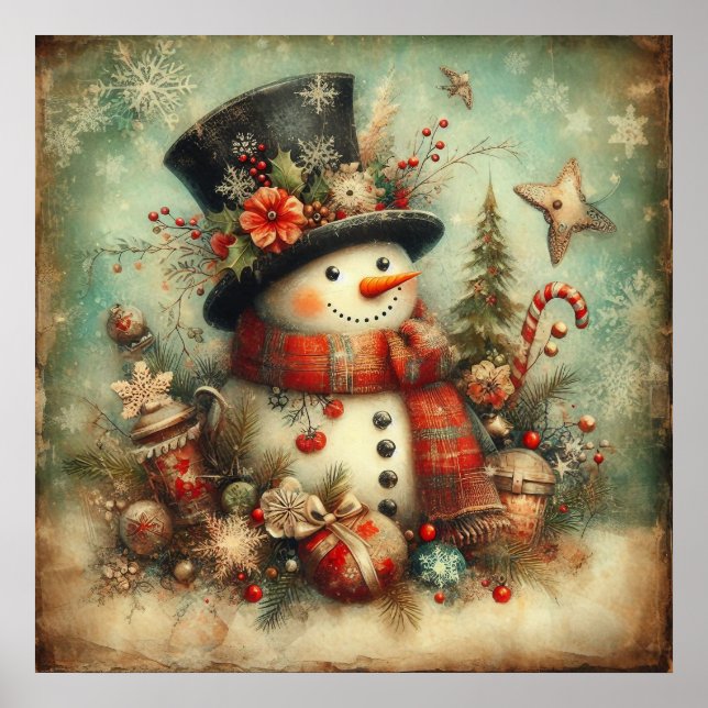 Vintage-Weihnachtsplakat Poster (Vorne)