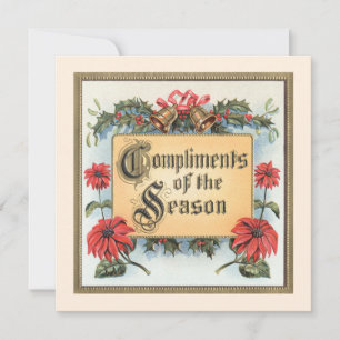 Vintage-Weihnachtspoinsettien in einem verzierten Einladung