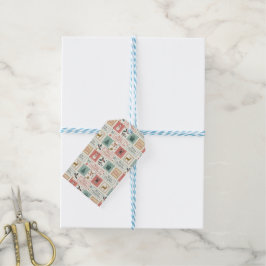 Vintage-Weihnachtspost-Briefmarkenmuster Geschenkanhänger