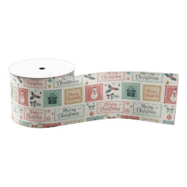 Vintage-Weihnachtspost-Briefmarkenmuster Ripsband
