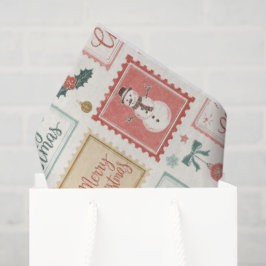 Vintage-Weihnachtspost-Briefmarkenmuster Seidenpapier