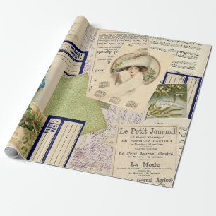 Vintage-Weihnachtspostkarten-Collage-Geschenkpapie Geschenkpapier