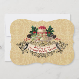 Vintage-Weihnachtspudding-Kochen Backen Lebensmitt Feiertagskarte